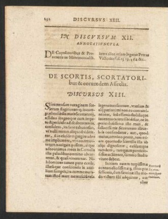 De Scortis, Scortatoribus & eorumdem Asseclis. Discursus XIII.