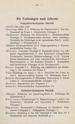 23-32, Die Vorlesungen nach Lehrern