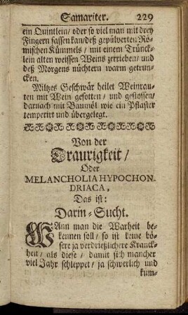 Von der Traurigkeit.