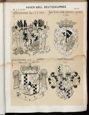 Taf. 24. Graf Breuner Dipl. v. 8.X.1693. - Joh. Josef, Graf v. Breuner-Asparn. † 1762. - Fürst Breuner Bisch. v. Lavant. Dipl. v. 14.Dec:1776. - Graf Breuner. 1567