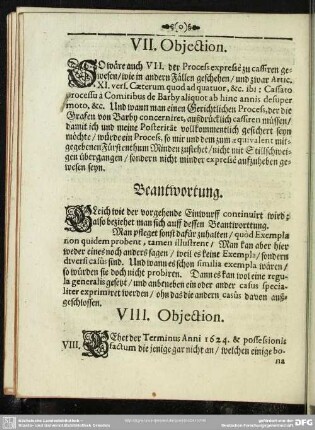 VIII. Objection