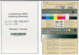 Entnazifizierung Thomas Reinders , geb. 31.03.1911 (Kaufmaennischer Angestellter)