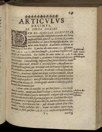 Articulus Decimus. De Coena Domini.