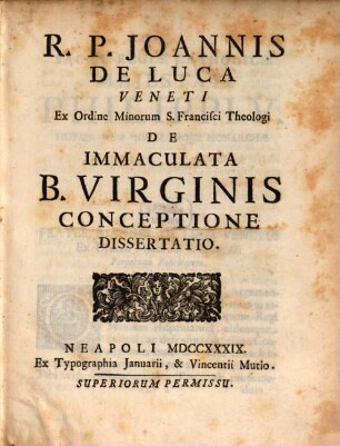 De immaculata B. Virginis conceptione dissertatio