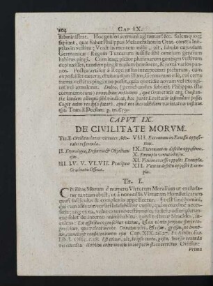Caput IX. De Civilitate Morum.
