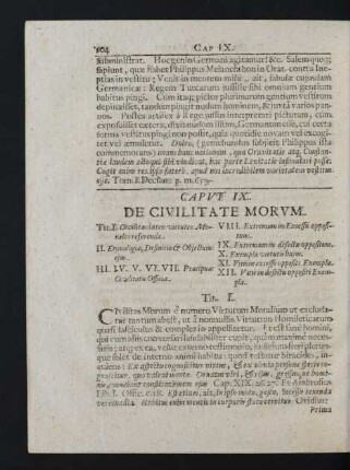 Caput IX. De Civilitate Morum.