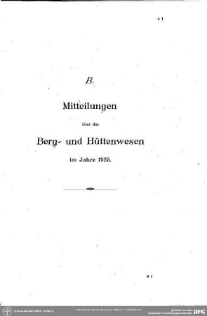 Mitteilungen über das Berg- und Hüttenwesen. Bergbau