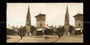 Blick über den Markt zur St. Georg Kirche, Zoppot