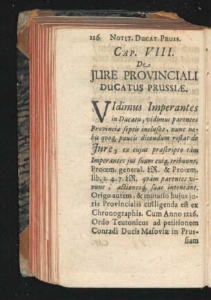 Cap. VIII. De Iure Provinciali Ducatus Prussiae.