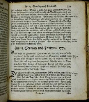 Am 23. Sonntage nach Trinitatis. 1778. - Am 25. Sonntage nach Trinitatis. 1778.
