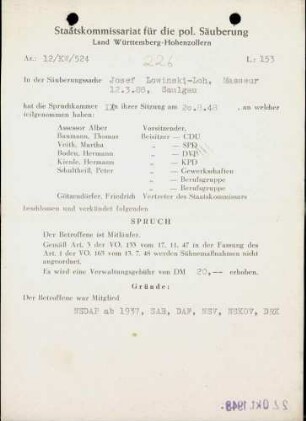 Lowinski-Loh, Josef