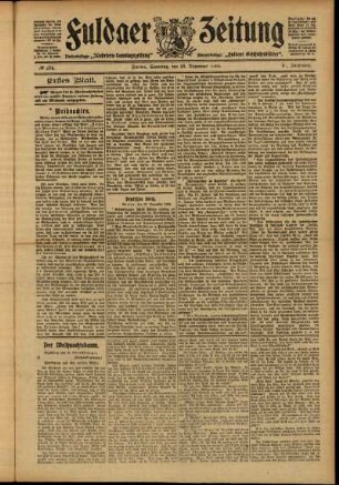 Erste Ausgabe vom Samstag, den 23. Dezember 1905.
