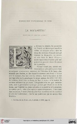 2. Pér. 18.1878: La sculpture, [2] : exposition universelle de 1878