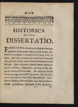 Historica De Igne Dissertatio. Caput I. - XIX.