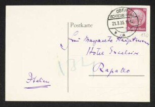 Brief von Hans von Hülsen an Margarete Hauptmann