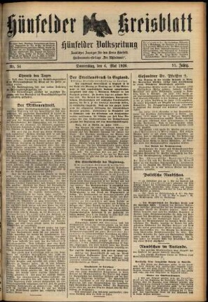 Ausgabe vom Donnerstag, den 06. Mai 1926.