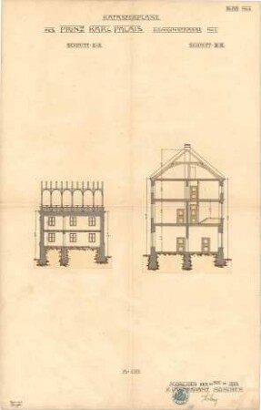 Landbauamt München; München; Prinz-Carl-Palais, Umbauten - Schnitte