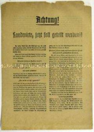 Flugblatt der Arbeitsgemeinschaft für staatsbürgerliche und wirtschaftliche Bildung über die geplante Ansiedlung von mehr Menschen auf dem Land
