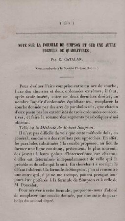 Note sur la formule de simpson et sur une autre formule de quadratures.