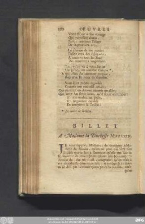 Billet A Madame la Duchesse Mazarin.