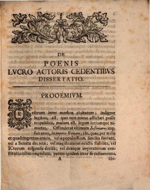 Diss. iur. de poenis lucro actoris cedentibus