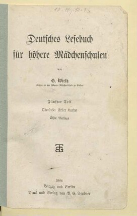 Teil 5, [Schülerband]: Oberstufe: Erster Kursus