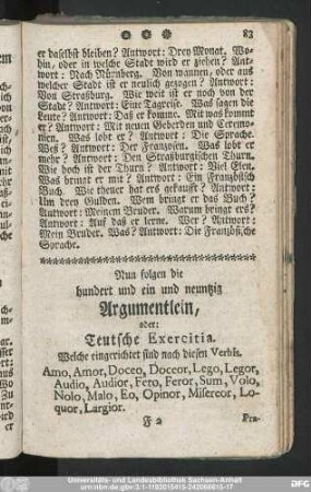Nun folgen die hundert und ein und neuntzig Argumentlein, oder: Teutsche Exercitia.