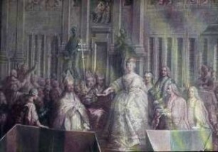 Die Vereidigung Maria Theresias vor dem Ordenshaus der Barmherzigen Brüder