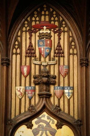 Frankreich. Midi Pyrenees. Aveyron. Rodez. Kathedrale Notre Dame. Bischofsstuhl von Andre Sulpice. 15 Jahrhundert. Detail
