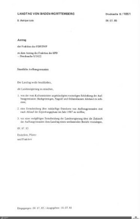 Drucksachen 1851-2100: Anträge, Anfragen, Gesetzentwürfe