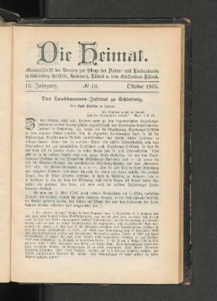 15. Jahrgang. No. 10. Oktober 1905.