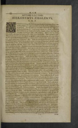 Optimo Lectori Hieronymus Zieglerus. Praefatio