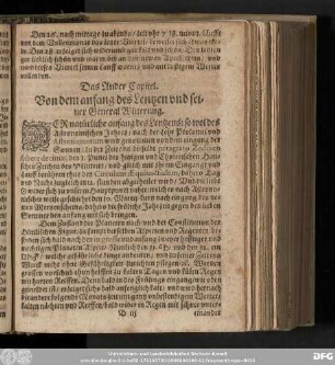 Das Ander Capitel. Von dem anfang des Lentzen vnd seiner General Witterung.