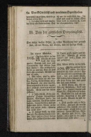 III. Von der göttlichen Dreyeinigkeit.