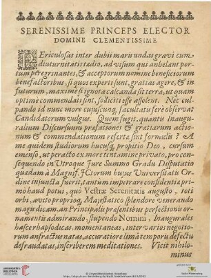 Serenissime Princeps Elector Domine clementissime