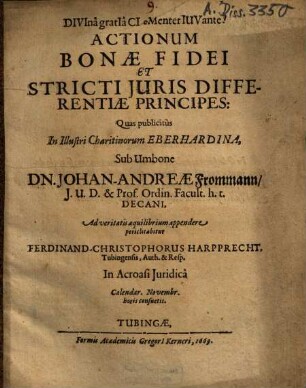 Actionum Bonae Fidei Et Stricti Juris Differentiae Principes