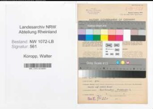 Entnazifizierung Walter Koropp , geb. 24.01.1898 (Ministerialrat)