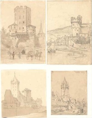 Lange, Ludwig; Lange - Archiv: V.2 Gotik vorw. Deutschland (Profanbauten) - u. a. Fischtor Mainz (Perspektiven)