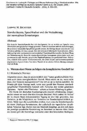 Standardnorm, Sprachkultur und die Veränderung der normativen Erwartungen