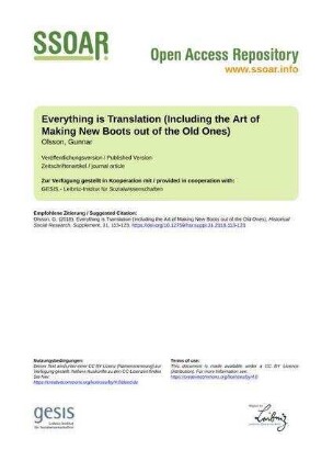 Everything is Translation (Including the Art of Making New Boots out of the Old Ones)