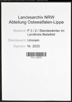 Sterberegister Standesamt Ummeln