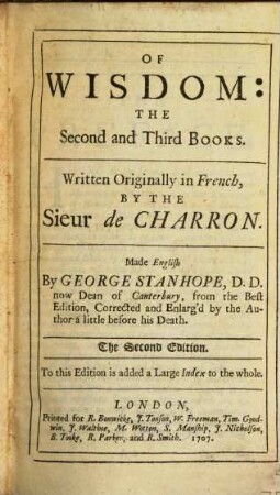 Of Wisdom : Three Books, 2. The Second and Third Books