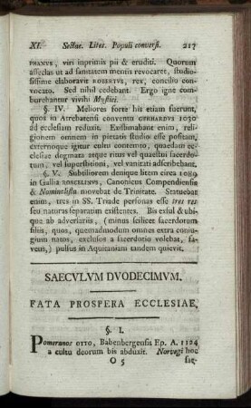 Saeculum Duodecimum. Fata Prospera Ecclesiae.