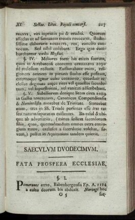 Saeculum Duodecimum. Fata Prospera Ecclesiae.