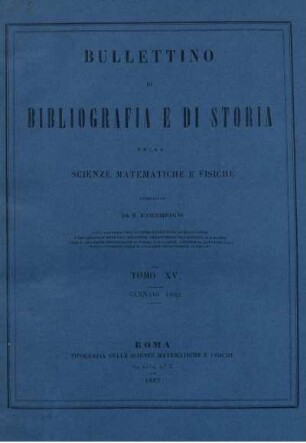 Tomo XV. Gennaio 1882.