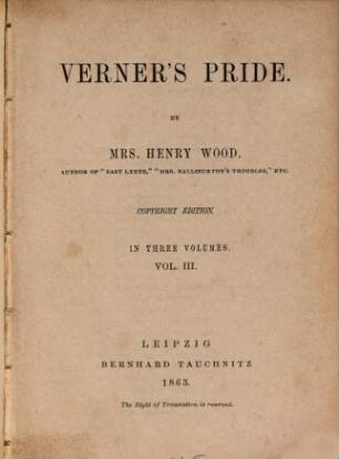 Verner's pride : in three volumes, 3