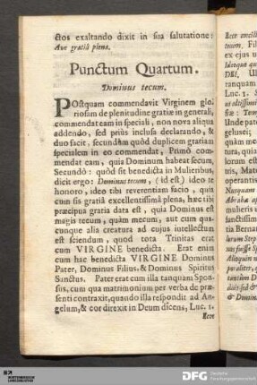 Punctum Quartum. Dominus tecum.