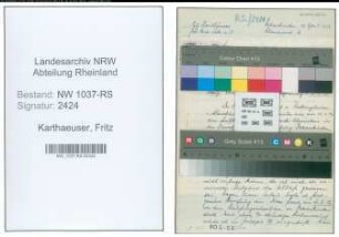 Entnazifizierung Fritz Karthaeuser , geb. 03.07.1901 (Polizeisekretaer)