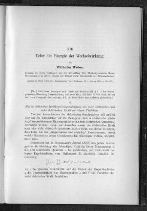 XIII.: Ueber die Energie der Wechselwirkung (Auszug, 1878)