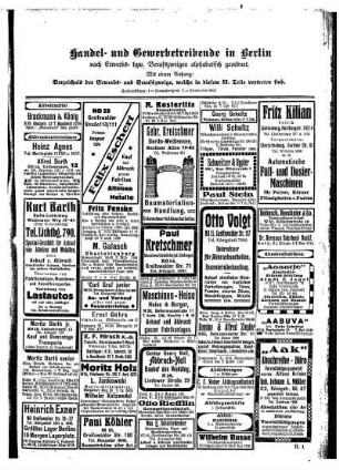 Handel- und Gewerbetreibende in Berlin, nach Erwerbs= bezw. Berufszweigen alphabetisch geordnet